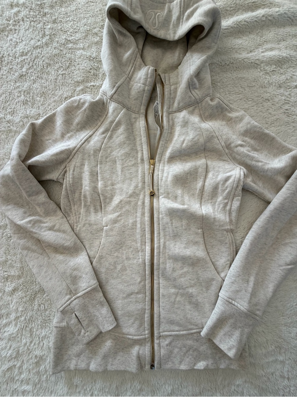 Lululemon heathered ivory/gold full zip scuba